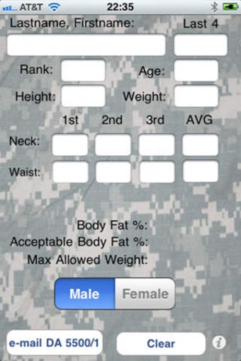 Image 0 for Army Body Fat Form