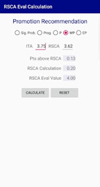 Image 1 for Evaluation's RSCA PMA Cal…
