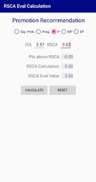 Image 0 for Evaluation's RSCA PMA Cal…