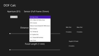 Imagen 1 para DOF Calc for Windows 8