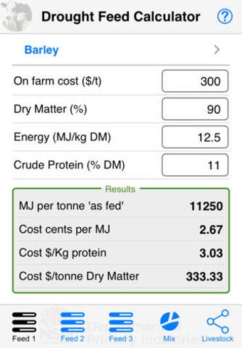 Image 0 for Drought Feed Calculator