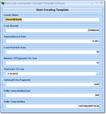Image 0 for Excel Loan Amortization C…