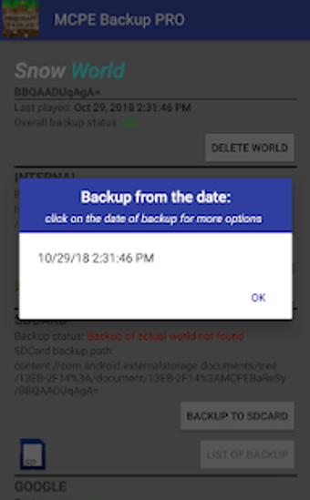 Image 1 for MCPE Backup PRO