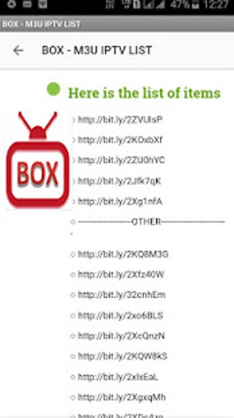 Image 0 for BOX - M3U IPTV LIST
