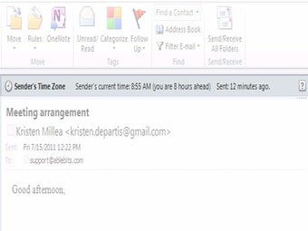 Image 0 for Sender's Time Zone for Ou…