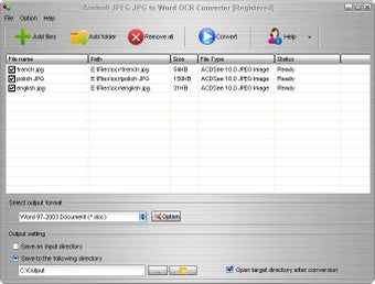 Image 0 for Aostsoft JPEG JPG to Word…