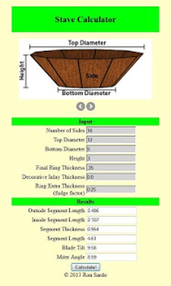 Imagen 1 para Woodturning Stave Calcula…