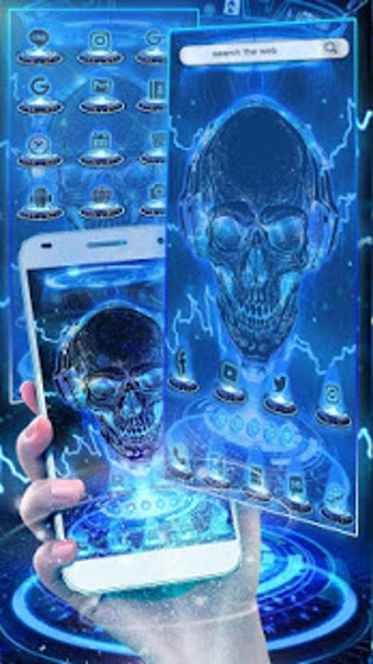 Image 1 for Neon Tech Skull Themes HD…