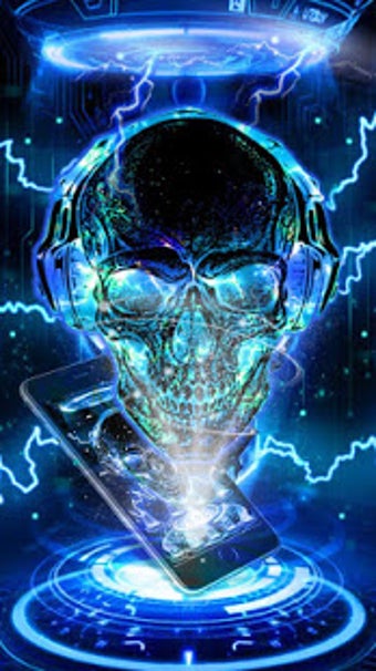 Image 2 for Neon Tech Skull Themes HD…