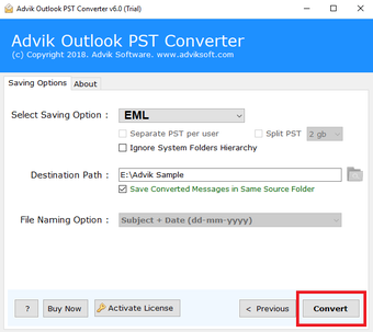 Image 0 for Advik PST to EML Converte…