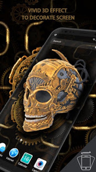 Image 3 for 3D Golden Flaming Skull L…