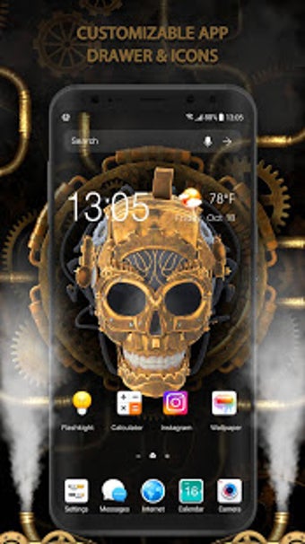 Image 2 for 3D Golden Flaming Skull L…