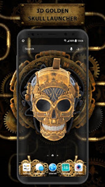 Image 0 for 3D Golden Flaming Skull L…