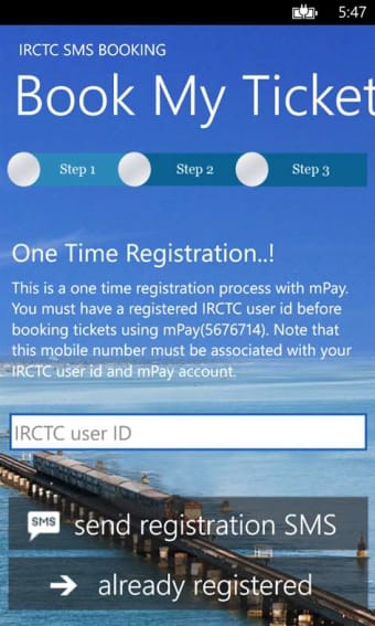 Image 1 for IRCTC SMS Booking for Win…