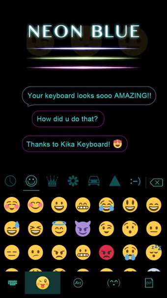 Imagen 1 para Neon Blue Kika Keyboard T…
