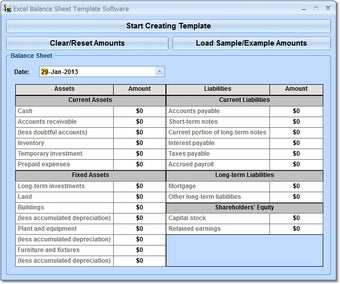 Image 0 for Excel Balance Sheet Templ…