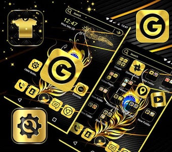 Image 2 for Gold Black Launcher Theme