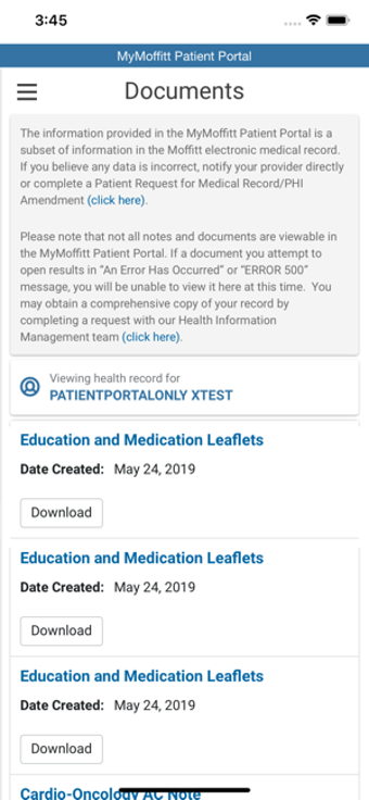 Image 1 for MyMoffitt Patient Portal