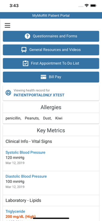 Image 0 for MyMoffitt Patient Portal
