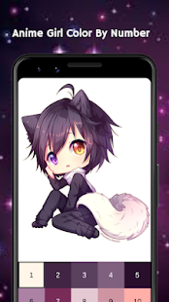 Image 3 for Anime Girl Color by numbe…