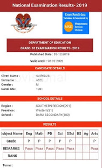 My PNG Exam Results Captures 4