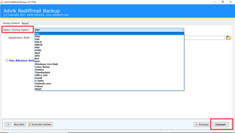 Image 0 for Advik Rediffmail Backup