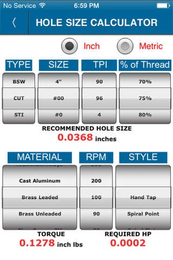 Image 0 for Tap Hole Size Calculator