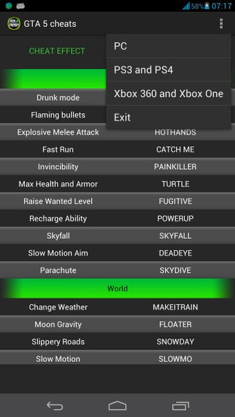 Image 1 for Cheats for GTA 5 all plat…