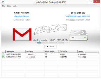 Image 1 for UpSafe GMail Backup