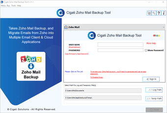 Image 0 for Cigati Zoho Mail Backup T…