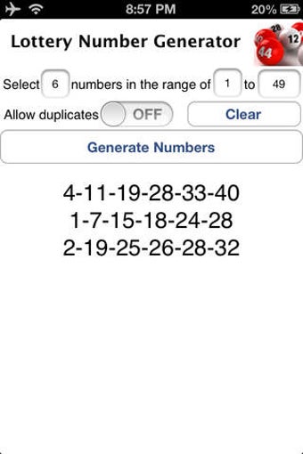 Image 0 for Lottery Number Generator