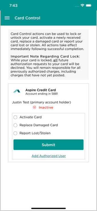 Image 0 for Aspire Account Center