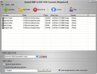 Image 0 for Aostsoft BMP to DOC OCR C…