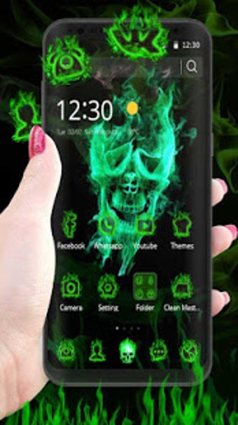 Image 1 for Fluorescent Green Skull T…
