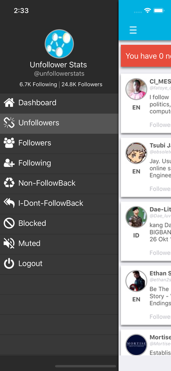 Image 1 for Unfollower Stats