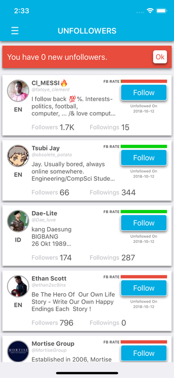 Image 0 for Unfollower Stats