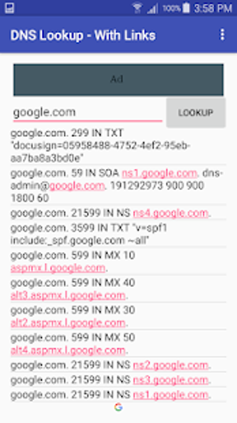 Image 0 for DNS Lookup - With Links