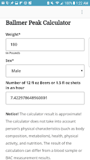 Image 0 for Ballmer Peak Calculator