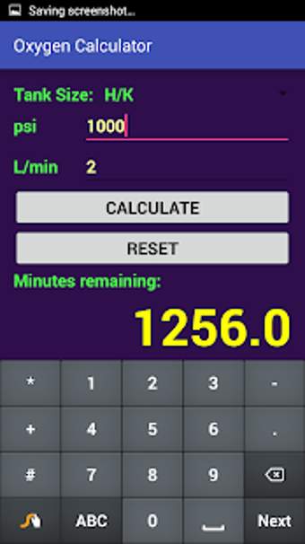 Image 0 for Oxygen Tank Calculator