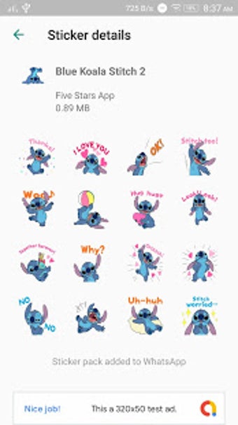 Imagen 1 para Cute Blue Koala Stitch St…