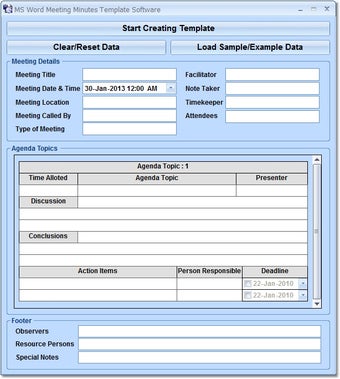 Image 0 for MS Word Meeting Minutes T…