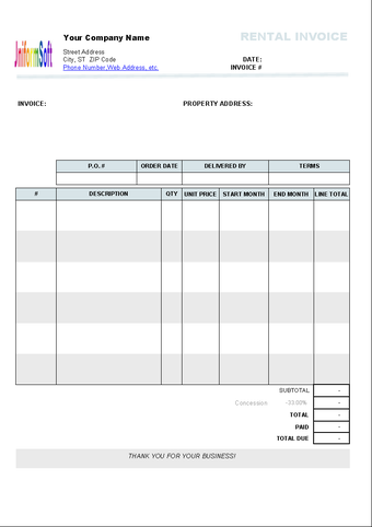 Image 0 for Rental Invoice Template