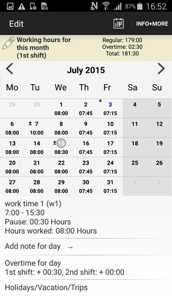 Imagen 1 para Worktimes - employee