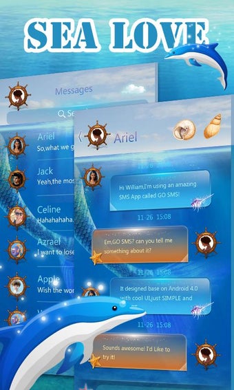 Imagen 1 para GO SMS PRO SEA LOVE THEME