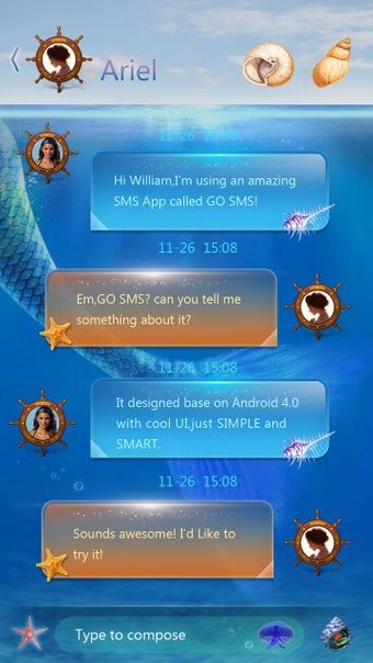 Image 1 for GO SMS PRO SEA LOVE THEME