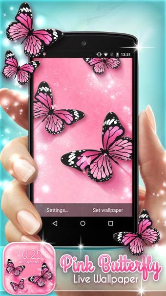 Imagen 2 para Pink Butterfly Live Wallp…