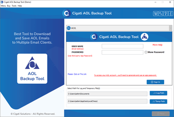 Image 0 for Cigati AOL Backup Tool