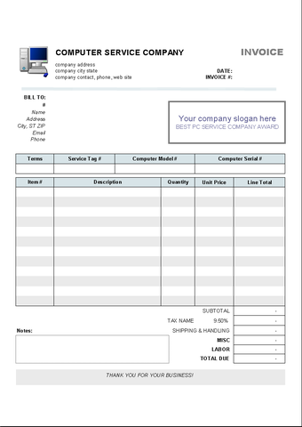 Image 0 for Computer Service Invoice …