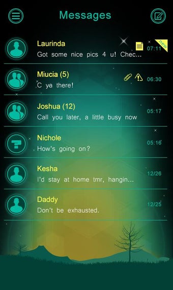 Image 2 for GO SMS PRO DAWN THEME