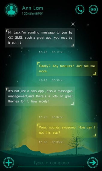 Image 1 for GO SMS PRO DAWN THEME